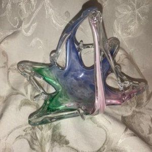 Vintage Glass Blown Basket
